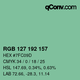 Color code: RGB 127 192 157 | qconv.com