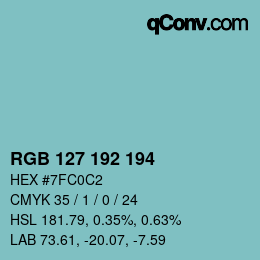 カラーコード: RGB 127 192 194 | qconv.com
