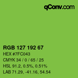 Color code: RGB 127 192 67 | qconv.com