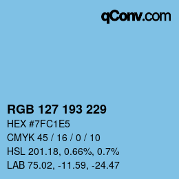 Color code: RGB 127 193 229 | qconv.com