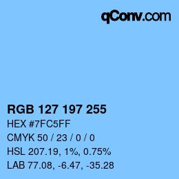 Color code: RGB 127 197 255 | qconv.com