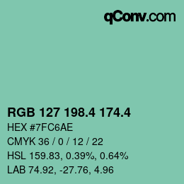 カラーコード: RGB 127 198.4 174.4 | qconv.com