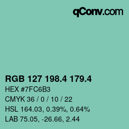 カラーコード: RGB 127 198.4 179.4 | qconv.com