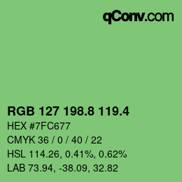 カラーコード: RGB 127 198.8 119.4 | qconv.com