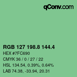 カラーコード: RGB 127 198.8 144.4 | qconv.com