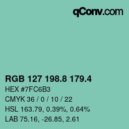 カラーコード: RGB 127 198.8 179.4 | qconv.com