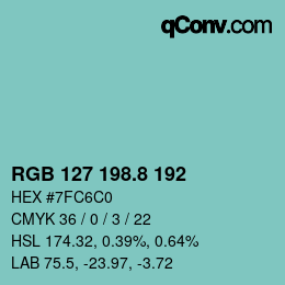 Color code: RGB 127 198.8 192 | qconv.com