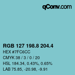 カラーコード: RGB 127 198.8 204.4 | qconv.com