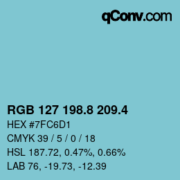 カラーコード: RGB 127 198.8 209.4 | qconv.com