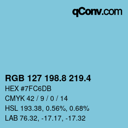 カラーコード: RGB 127 198.8 219.4 | qconv.com