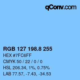 カラーコード: RGB 127 198.8 255 | qconv.com