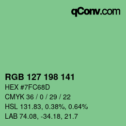 Color code: RGB 127 198 141 | qconv.com
