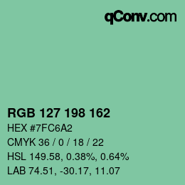 Color code: RGB 127 198 162 | qconv.com
