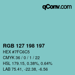 Color code: RGB 127 198 197 | qconv.com