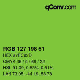 Color code: RGB 127 198 61 | qconv.com