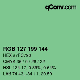 Color code: RGB 127 199 144 | qconv.com