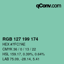 Color code: RGB 127 199 174 | qconv.com