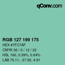 カラーコード: RGB 127 199 175 | qconv.com
