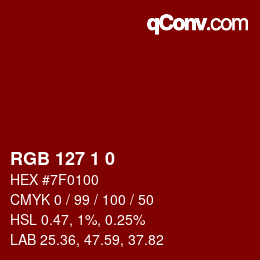 Color code: RGB 127 1 0 | qconv.com