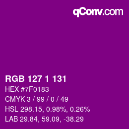 Color code: RGB 127 1 131 | qconv.com