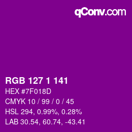 カラーコード: RGB 127 1 141 | qconv.com