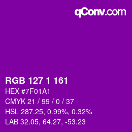 Color code: RGB 127 1 161 | qconv.com