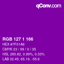 カラーコード: RGB 127 1 166 | qconv.com