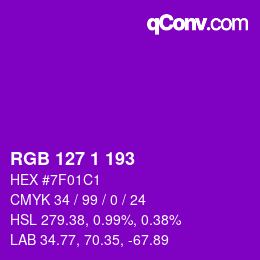 Color code: RGB 127 1 193 | qconv.com