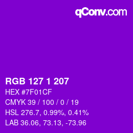 Color code: RGB 127 1 207 | qconv.com