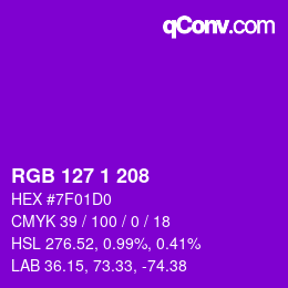 Color code: RGB 127 1 208 | qconv.com