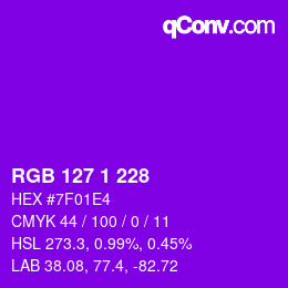 Color code: RGB 127 1 228 | qconv.com