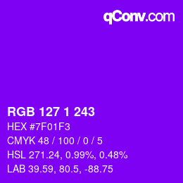 Color code: RGB 127 1 243 | qconv.com