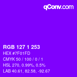 Color code: RGB 127 1 253 | qconv.com