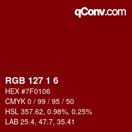颜色代码: RGB 127 1 6 | qconv.com