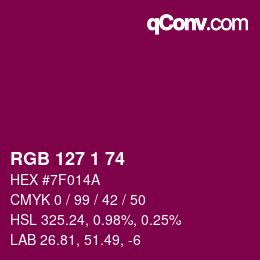 颜色代码: RGB 127 1 74 | qconv.com