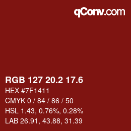 カラーコード: RGB 127 20.2 17.6 | qconv.com