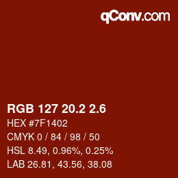 カラーコード: RGB 127 20.2 2.6 | qconv.com