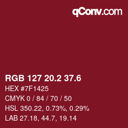 カラーコード: RGB 127 20.2 37.6 | qconv.com