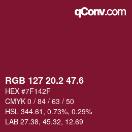 カラーコード: RGB 127 20.2 47.6 | qconv.com