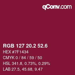 カラーコード: RGB 127 20.2 52.6 | qconv.com