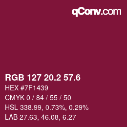 カラーコード: RGB 127 20.2 57.6 | qconv.com