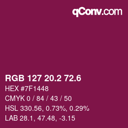 カラーコード: RGB 127 20.2 72.6 | qconv.com