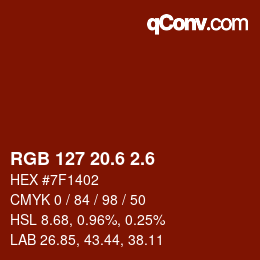 カラーコード: RGB 127 20.6 2.6 | qconv.com