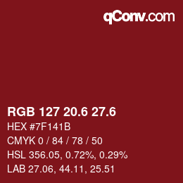 カラーコード: RGB 127 20.6 27.6 | qconv.com