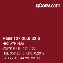 カラーコード: RGB 127 20.6 32.6 | qconv.com