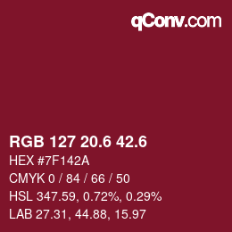 カラーコード: RGB 127 20.6 42.6 | qconv.com