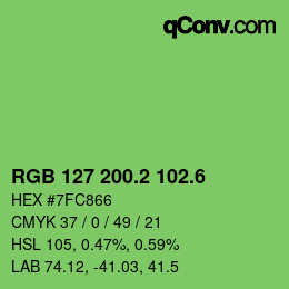 カラーコード: RGB 127 200.2 102.6 | qconv.com