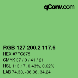 カラーコード: RGB 127 200.2 117.6 | qconv.com
