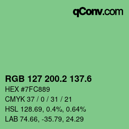 カラーコード: RGB 127 200.2 137.6 | qconv.com