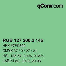 カラーコード: RGB 127 200.2 146 | qconv.com